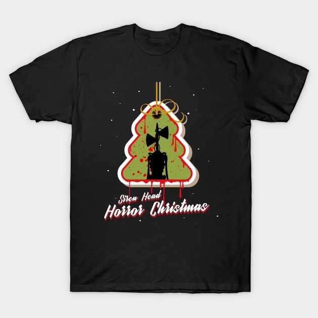 Siren Head Horror Christmas pine tree T-Shirt by opippi